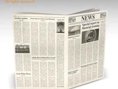 Newspaper with article about financial farming 3D model