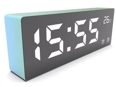 CLOCK BLUEGREEN WHITE Low-poly 3D model