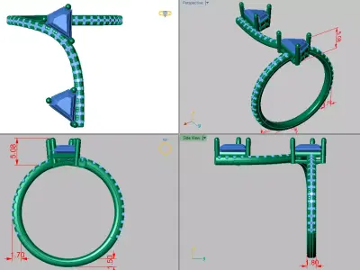 modern elongated pear shape ring  3D print model