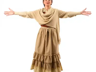 Historical Peasant Woman Model Pack with Detailed Shawl and S... Low-poly 3D model