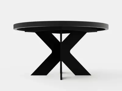Telma Extensionable Dining Table 140 Cm Around Black Low-poly 3D model