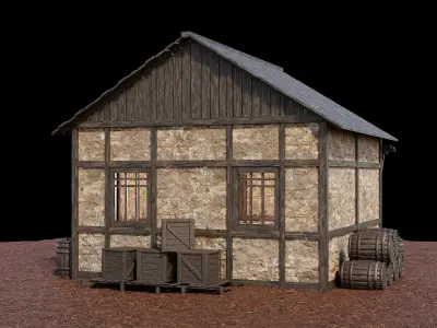 Medieval Village Asset 03 - 4K Textures Game Ready Low-poly 3D model