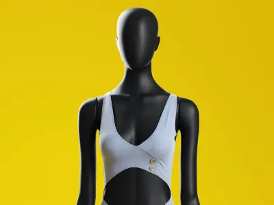 Woman swim Cutout Button-up One-piece 3D model