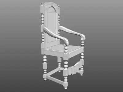Antique Jacobean Armchair 3D model