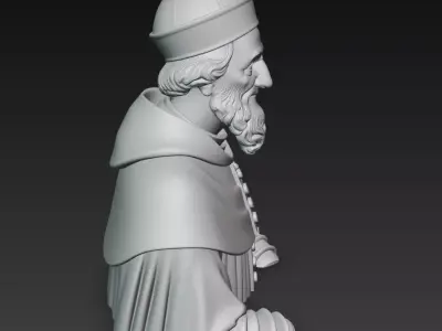 Marble Cleric Bust with Gentle Smile - Classical Religious Elder 3D print model