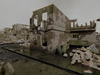 Abandoned City Full Package Low-poly 3D model