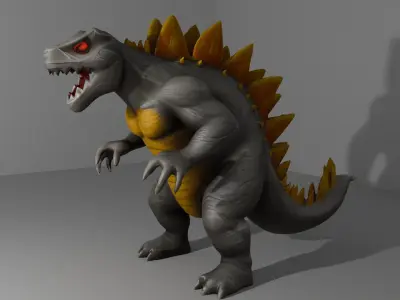 Godzilla kaiju titan King of The Monsters low-poly 3d model Low-poly 3D model