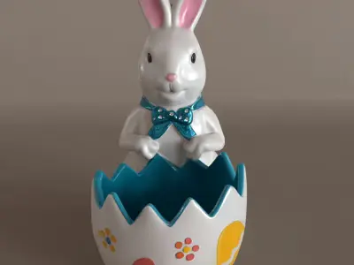 Easter Bunny Pot urn Planter Candy Dish 3D print model
