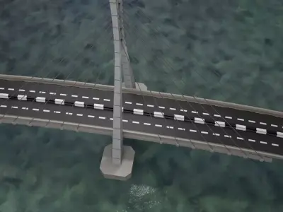 Suspension bridge high detail  3D model