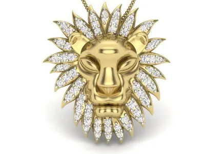 Lion Pendant 3dm render detail 3D print model 3D print model