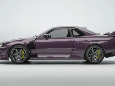 Nissan R34 Tuned  Rigged  Game-Ready 3D Model Low-poly 3D model