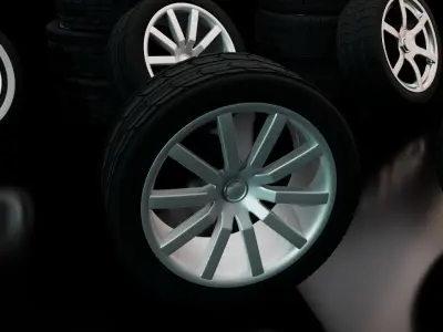 3 Car wheel pack Low-poly 3D model