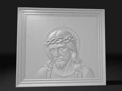 3D Relief of Jesus with Crown of Thorns 3D print model