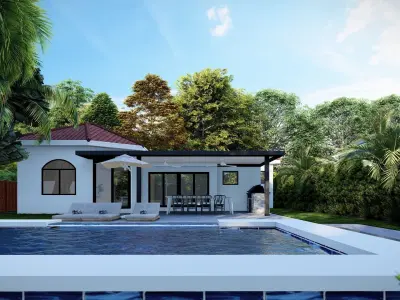 3D Exterior Scene 3D model design garden and landscape 3D Free 3D model
