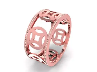 Geometric Hollow Wide Band Ring 2088 3D print model