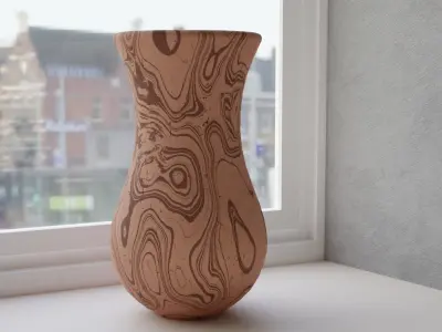 Decorative Wood  Vase Model Low-poly 3D model