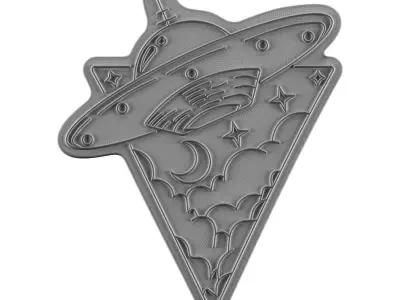 Flying UFO Neon Sign 3D model