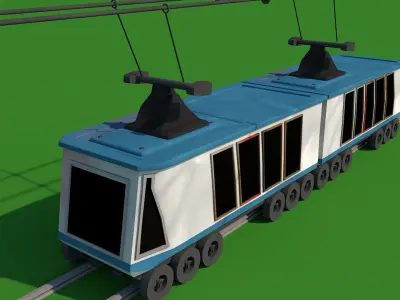 Trams train Low-poly 3D model