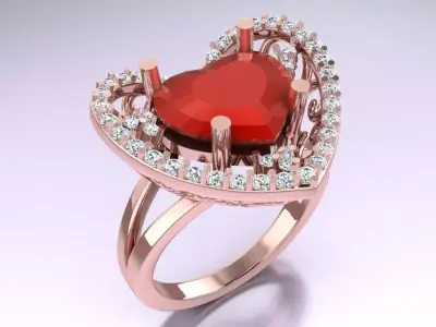 Heart Ring - Womens Rings - GN276 3D print model