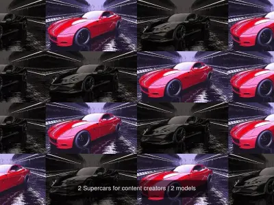 2 Supercars for content creators 3D Model Pack