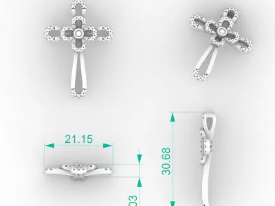 Luxury Diamond Cross Pendant Necklace 3D print model