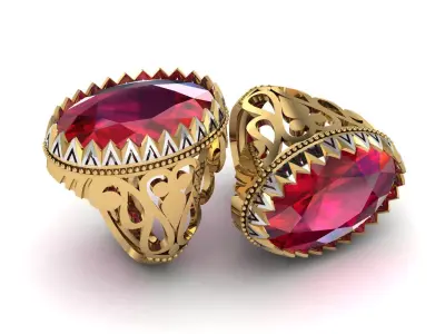 RUBY BIG STONE RING 3D PRINTABLE MODEL  3D print model
