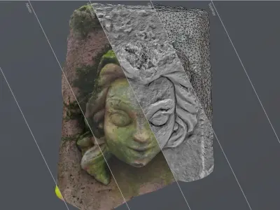 Woman head  Low-poly 3D model