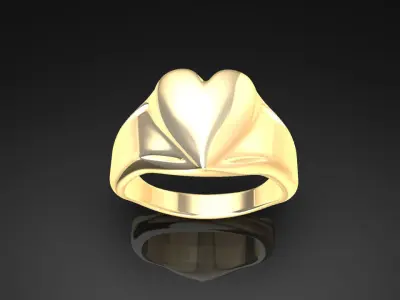 Luxury Gold Ring Heart 3D print model