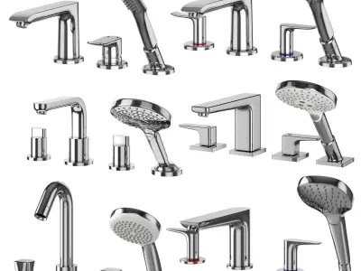 Inset bath mixers Hansgrohe set 157 3D model