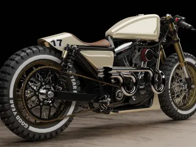 Custom Harley Davidson Cafe Racer Low-poly 3D model