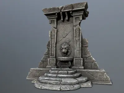 Lion fountain Low-poly 3D model