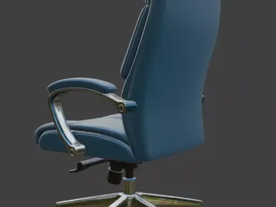 Modern Blue Leather Executive Office Chair High Detail 3D Model 3D model