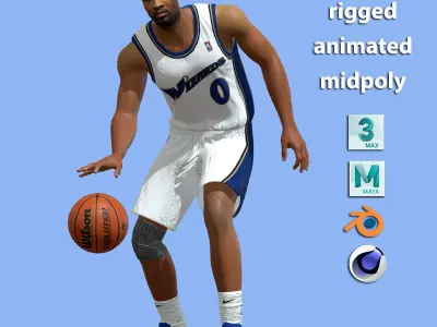 3D Rigged Gilbert Arenas Washington Wizards NBA 3D model