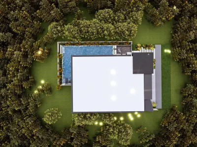 Luxury Villa 3D Model Modern Design with Interior Exterior Low-poly 3D model