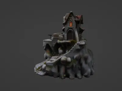 Enchanted Cliffside Cottage 3D model