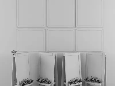 chalk board 06 with plants 3D model