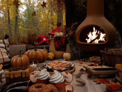 Autumn Picnic Blender Scene 3D model