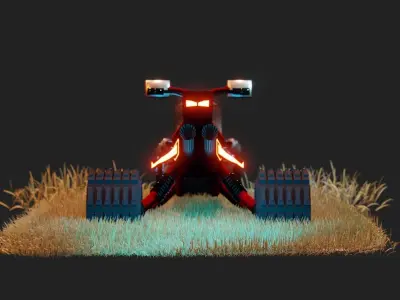 Motocycle motorcycle in grass Low-poly 3D model