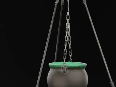 Hanged Cauldron Low-poly 3D model