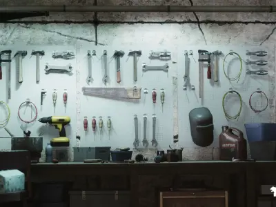 Garage Warehouse Environment-Garage Warehouse-Modular Garage Low-poly 3D model