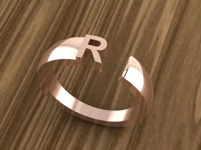 Alphabet Ring R 3D print model