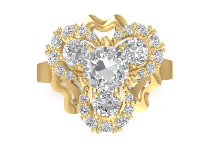 Luxury Heart Shape Diamond Cluster Ring for Women 1475 3D print model