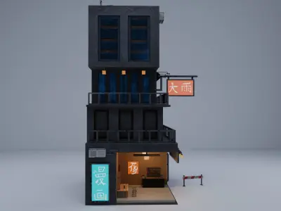  Cyberpunk Building 4 Low-poly 3D model