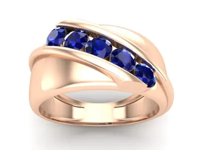 AV 546 5 Stone mens wedding ring   3D print model