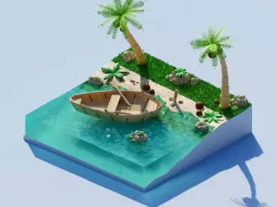 Tropical island Free low-poly 3D model