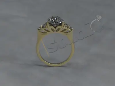 Luxury fashion unique design ring with gems 3d model 3D print model