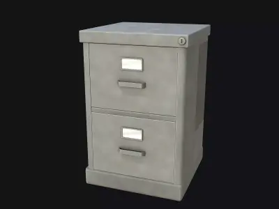 Filing Cabinet Modular Grey PBR Game Ready Low-poly 3D model