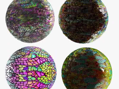 Magic seamless crystal reptile skin Low-poly 3D model