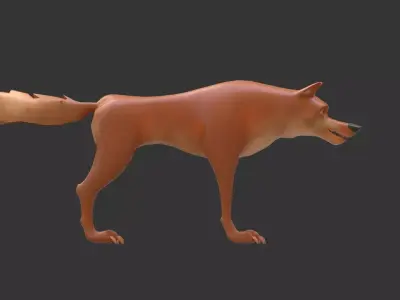 Stylish cartoon wolf 3D model