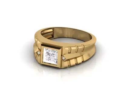 Gents Rings Mens Rings With Stone STL 3DM Printable Render  3D print model